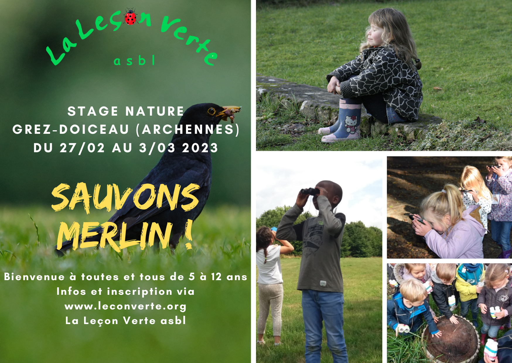 Flyer du stage Nature - La Leçon Verte - Carnaval 2023