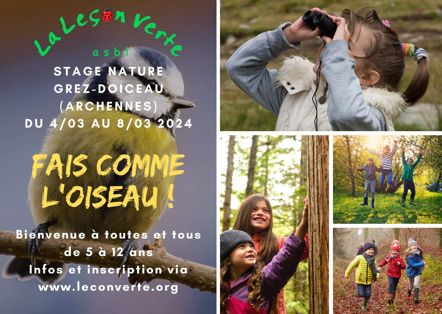 Flyer du stage nature - La Leçon Verte asbl - Détente 2024