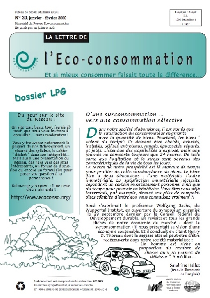Ca gaze pour le LPG - dossier in: La Lettre de l'Eco-consommation n° 20